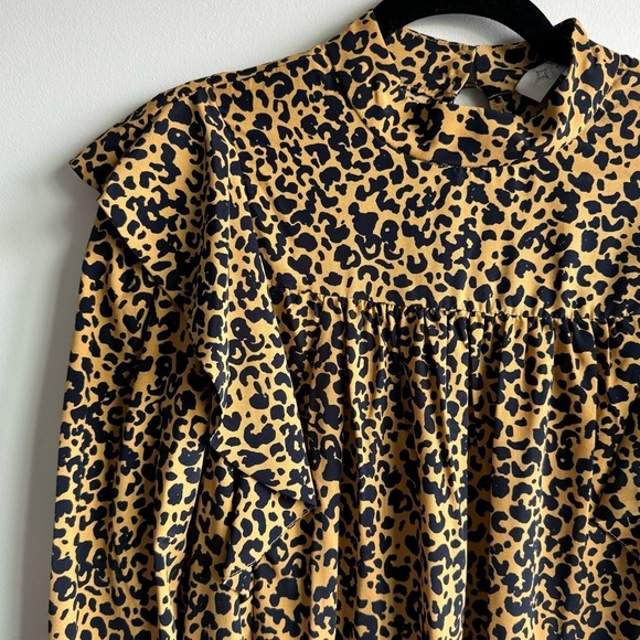 NWOT WAYF Pierce Leopard Long Sleeve Ruffle Dress Size Small - Picture 5 of 8